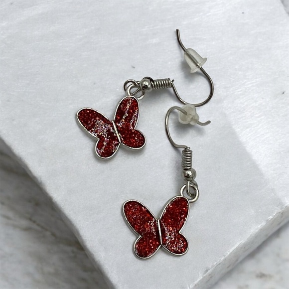 Butterfly Red Earrings - Picture 1 of 5